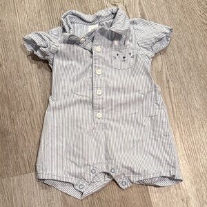 Striped Baby Romper with Bunny Design
